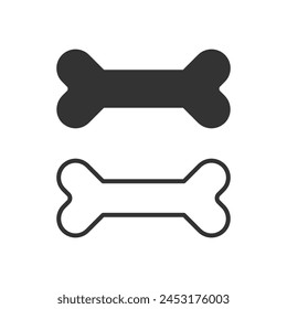 Bone silhouette and outline icon vector. Dog Bone icon set.