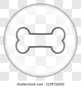 Bone simple icon vector. Flat design. Glass button on transparent grid.ai