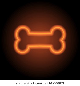 Bone simple icon vector. Flat design. Orange neon on black background.ai