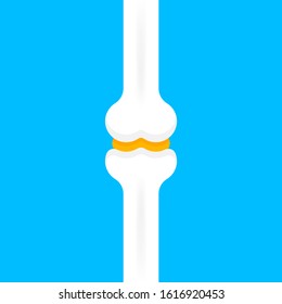 bone simple illustration isolated on blue background, bone for calcium concept, clip art bone flat lay