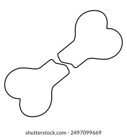 Bone  single line art, continuous one line drawing of  Isolated outline vector art
