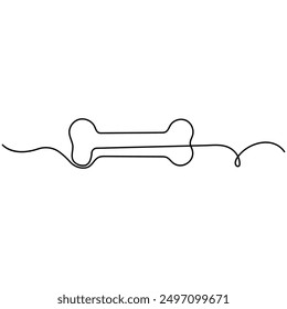 Bone  single line art, continuous one line drawing of  Isolated outline vector art
