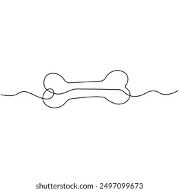 Bone  single line art, continuous one line drawing of  Isolated outline vector art
