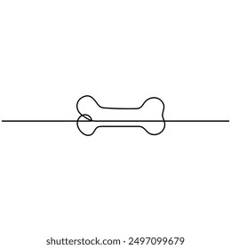 Bone  single line art, continuous one line drawing of  Isolated outline vector art
