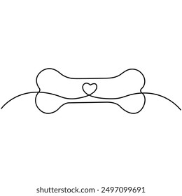Arte de una sola línea de hueso, dibujo continuo de una línea de Arte vectorial de contorno aislado
