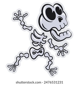 bone skeleton halloween vector cartoon illustration in cute style, work of hand drawn