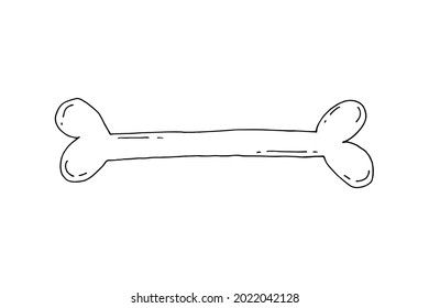 Bone. Skeleton. Halloween. Vector. Doodle. Hand-drawn illustration. Silhouette. Black and white outline. Coloring.
