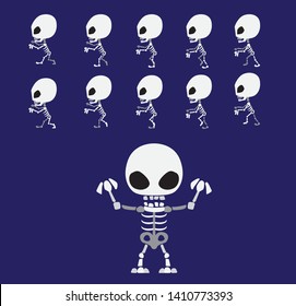 Bone Skeleton Walking Animation Sequence Cartoon Vector