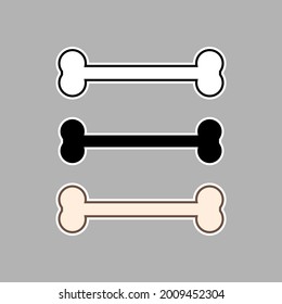 Bone stickers. Vector template. Isolated illustration and clipart. 