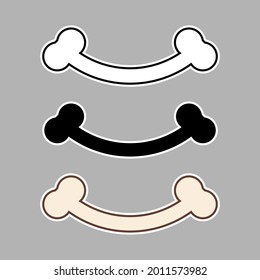 Bone stickers. Vector template. Isolated illustration and clipart.