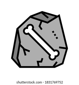 vector de icono de color de piedra de hueso. signo de hueso en piedra. ilustración de símbolo aislado