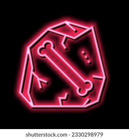 vector de signo de luz de neón de piedra en hueso. signo de hueso en piedra. ilustración de símbolo aislado