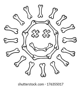 Bone Sun, hand drawn vector illustration