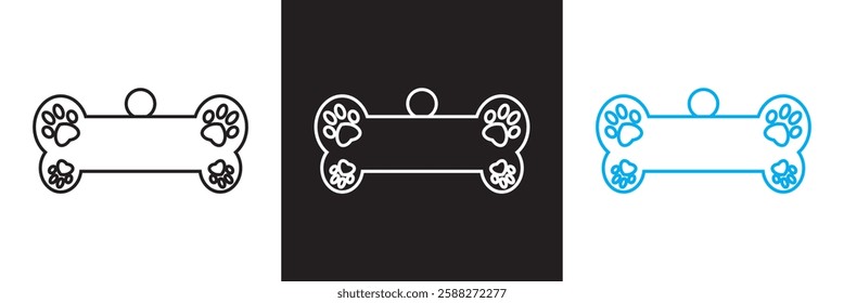 Bone tag icon vector .  Dog tag  sign icon. isolated on white and black background. Vector illustration. EPS 10