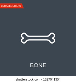 Bone Thin Line Vector Icon. Flat Icon Isolated on the Black Background. Editable Stroke EPS file. Vector illustration.