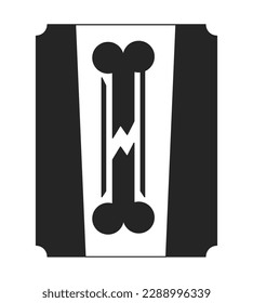 El trauma óseo x raya escanea el objeto vectorial blanco negro de línea plana. Detectando fracturas, enfermedades. Icono de estilo de caricatura editable. Ilustración simple aislada de puntos de contorno para diseño gráfico web y animación