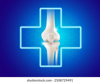 Bone Treatment Center hospital or bone clinic symbol, diagnosis by a specialist, osteomyelitis, arthritis, knee injuries. Realistic vector illustration.