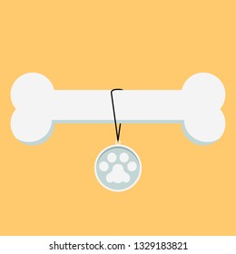 Bone vector. foot print symbol. dog foot print symbol.
