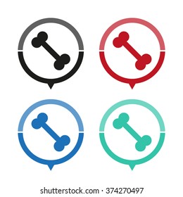 Bone - vector icon; map pointer;  message bubble