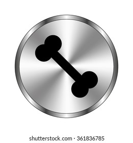 Bone - vector icon;  metal button