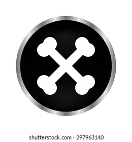 bone - vector icon on a black button