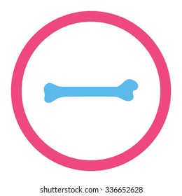 Bone vector icon. Style is bicolor flat rounded symbol, pink and blue colors, rounded angles, white background.