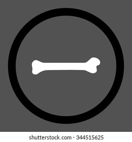 Bone vector icon. Style is bicolor flat rounded symbol, black and white colors, rounded angles, gray background.