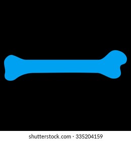 Bone vector icon. Style is flat symbol, blue color, rounded angles, black background.