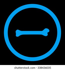 Bone vector icon. Style is flat rounded symbol, blue color, rounded angles, black background.