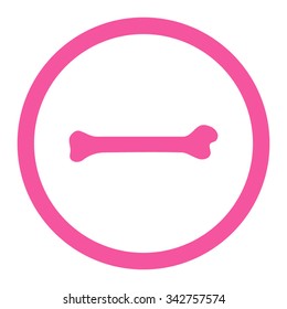 Bone vector icon. Style is flat rounded symbol, pink color, rounded angles, white background.