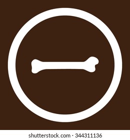 Bone vector icon. Style is flat rounded symbol, white color, rounded angles, brown background.