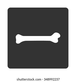 Bone vector icon. Style is flat rounded square button, white and gray colors, white background.