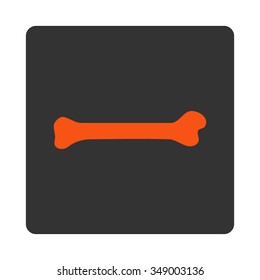 Bone vector icon. Style is flat rounded square button, orange and gray colors, white background.