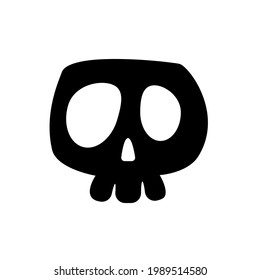 Bone vector. Skull shadow from ghost skeleton in scary graveyard on Halloween.