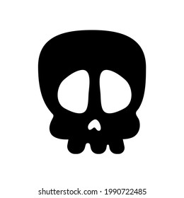 Bone vector. Skull shadow from ghost skeleton in scary graveyard on Halloween.