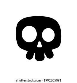 Bone vector. Skull shadow from ghost skeleton in scary graveyard on Halloween.