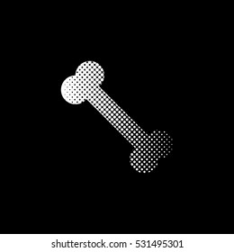 Bone - white vector icon ; halftone illustration