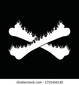 Bone X flame vector skull grunge black and white