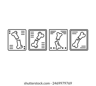 bone x-ray icons symbol vector design simple line black white minimal modern illustration collections sets isolated