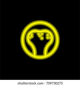 Bone yellow glowing neon ui ux icon. Glowing sign logo vector