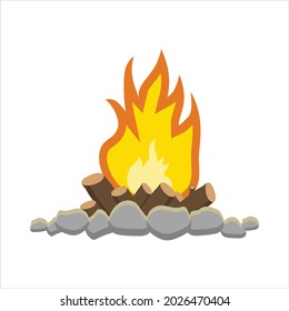 bonefire or campfire, islolated on white background, vector illustration