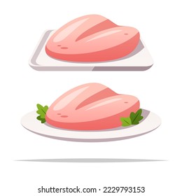 Pechuga de pollo sin deshuesar, vector bruto, ilustración aislada