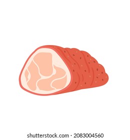 Boneless ramp meat product, butchery food production vector illustration. Cartoon cut red boneless ramp for butcher shop menu, grocery store assortment isolated on white