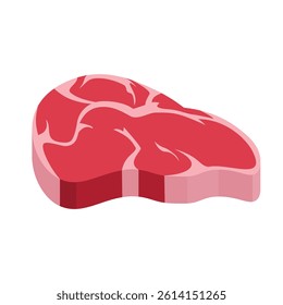 Boneless ribeye steak. Raw beef, chopped meat. Vector illustration isolated on white background
