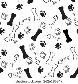 bones animal seamless pattern illustration art