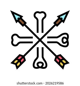 bones and arrows boho color icon vector. bones and arrows boho sign. isolated symbol illustration