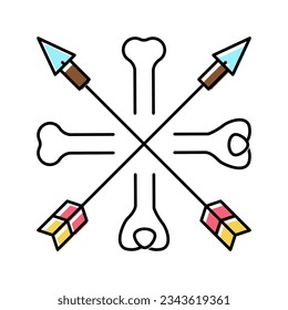 los huesos y flechas son un vector de icono de color boho. signo de boho de huesos y flechas. ilustración de símbolo aislado