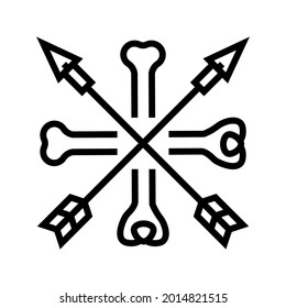 bones and arrows boho line icon vector. bones and arrows boho sign. isolated contour symbol black illustration