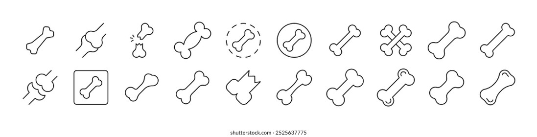 Bones Bundle of Thin Icons. Editable Stroke. Suitable for Web Sites, Books, Cards, Apps 