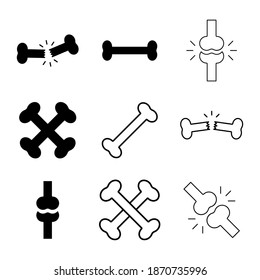 Bones collection. Knee bone icon set. Vector illustration isolated on white.